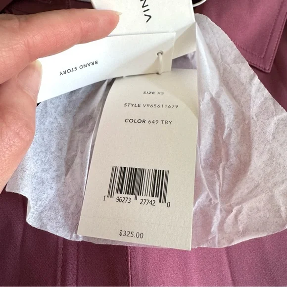 Vince Slim Fit Stretch Silk Blouse Teaberry Sz XS